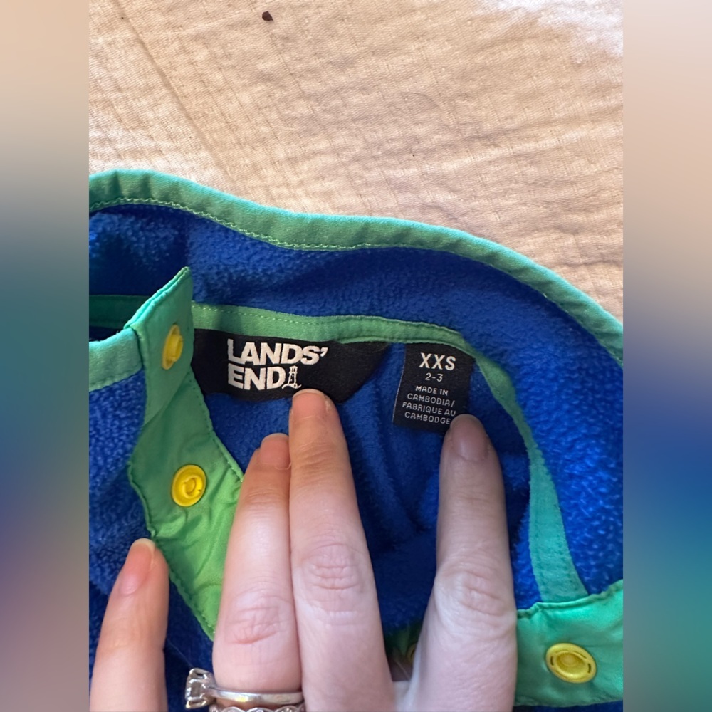 Lands' End Kids Blue and Teal Fleece Hoodie - Picture 5 of 6